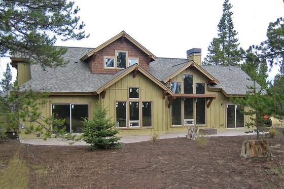 Craftsman style home design, rear elevation photo