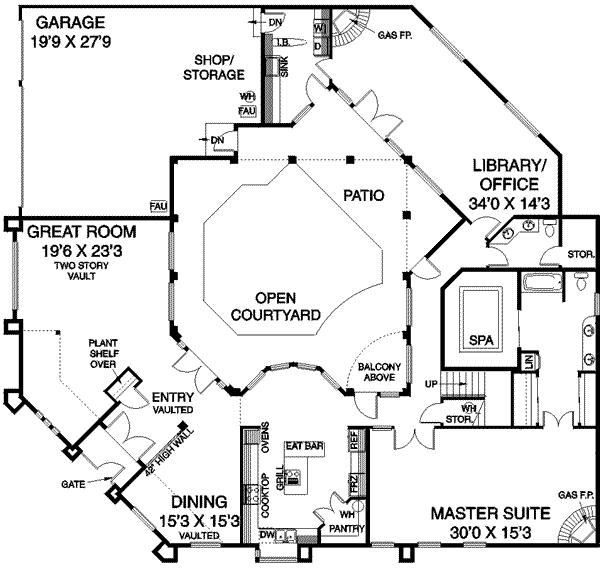 Mediterranean Floor Plan - Main Floor Plan #60-555