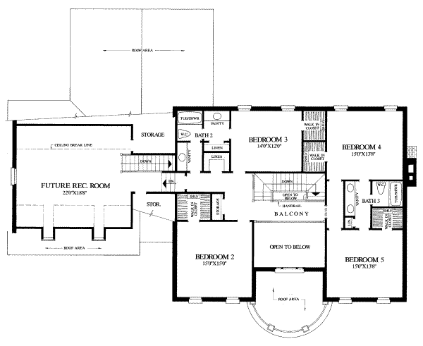 Architectural House Design - Southern Floor Plan - Upper Floor Plan #137-139
