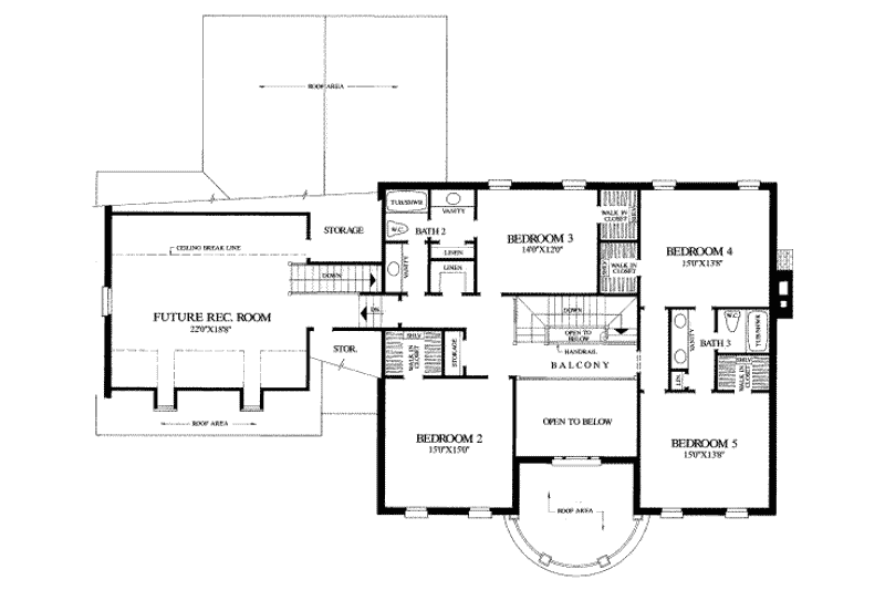 Dream House Plan - Floor Plan - Upper Floor for Southern House Plan #137-139 - 5 bed, 3.5 bath