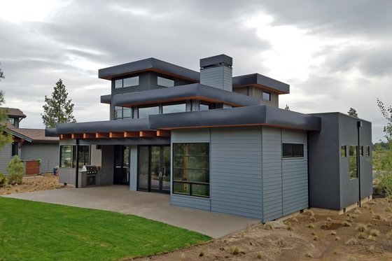 Exterior - Rear Elevation 1 for Modern House Plan #892-17 - 4 bed, 4 bath