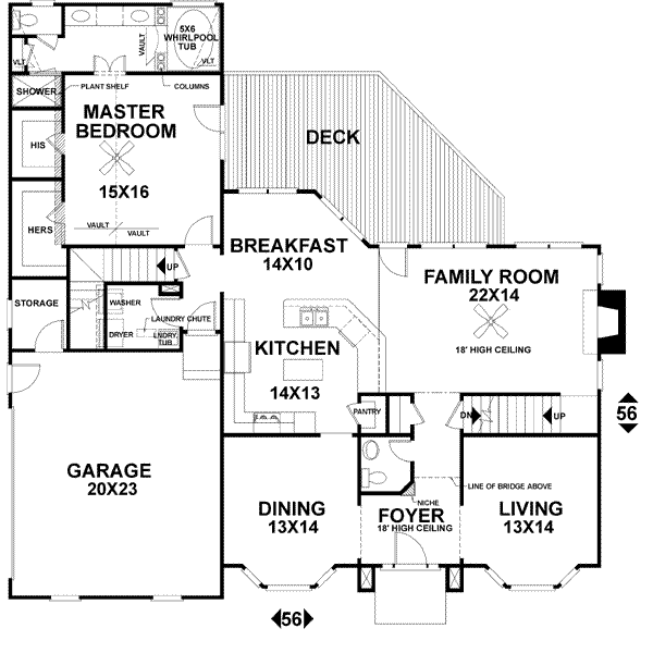 House Design - European Floor Plan - Main Floor Plan #56-190