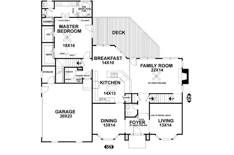 House Plan Design - Floor Plan - Main Floor for European House Plan #56-190 - 4 bed, 3.5 bath