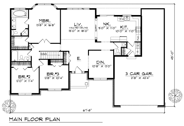House Plan Design - Traditional Floor Plan - Main Floor Plan #70-196