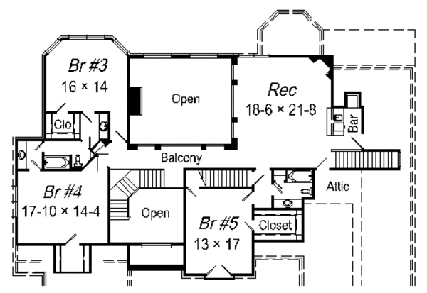 European Floor Plan - Upper Floor Plan #329-323