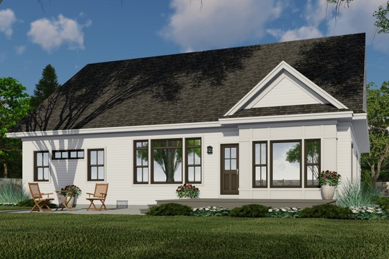 Exterior - Rear Elevation 1 for Farmhouse House Plan #51-1185 - 3 bed, 2 bath