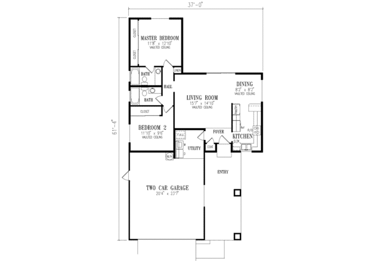 Adobe / Southwestern Style House Plan - 2 Beds 2 Baths 984 Sq/Ft Plan ...