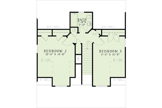 Floor Plan - Upper Floor for Colonial House Plan #17-2761 - 3 bed, 2 bath