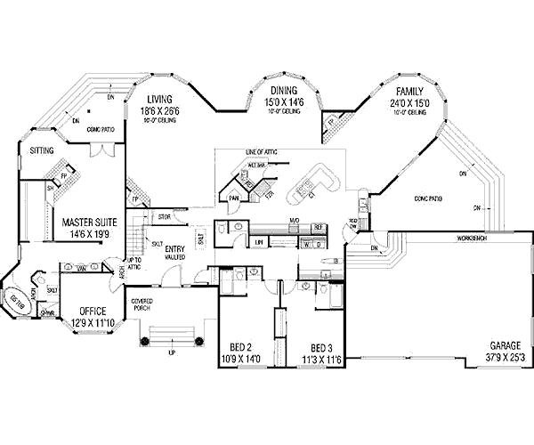 House Blueprint - Craftsman Floor Plan - Main Floor Plan #60-650
