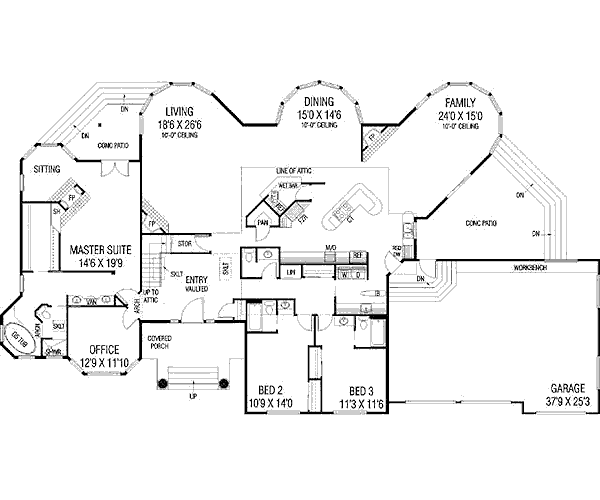 Craftsman Floor Plan - Main Floor Plan #60-650