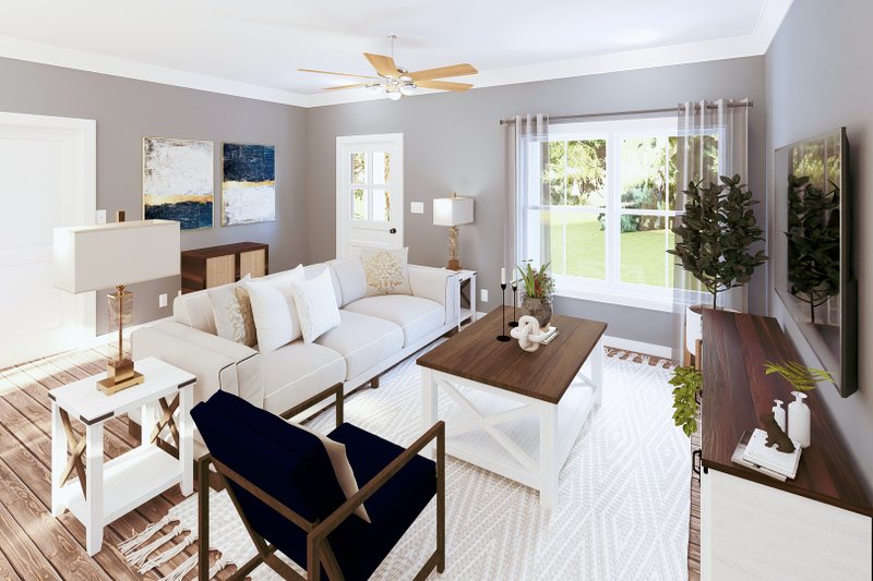 House Plan Design - Interior - Family Room for Ranch House Plan #44-239 - 3 bed, 2 bath