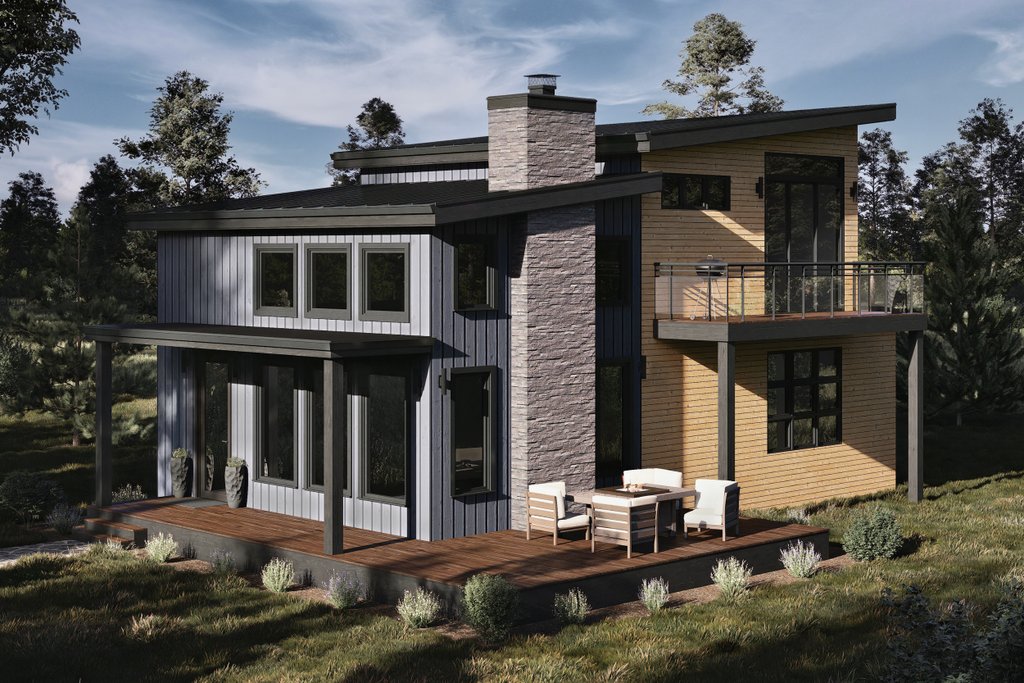 Exterior - Front Elevation 2 for Contemporary House Plan #1108-17 - 3 bed, 2 bath