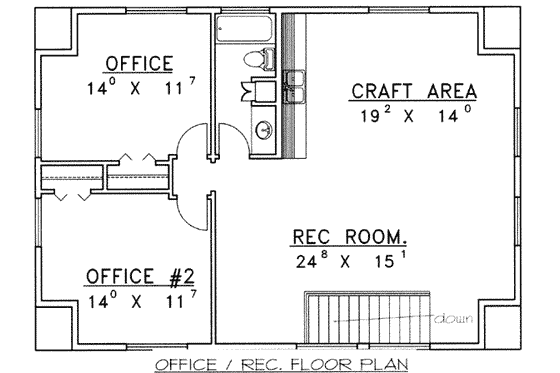 Floor Plan - Upper Floor for Country House Plan #117-479, 1 bath