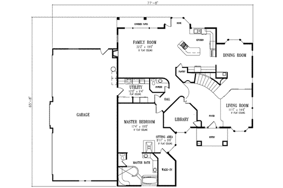 Floor Plan - Main Floor for Traditional House Plan #1-848 - 4 bed, 3.5 bath