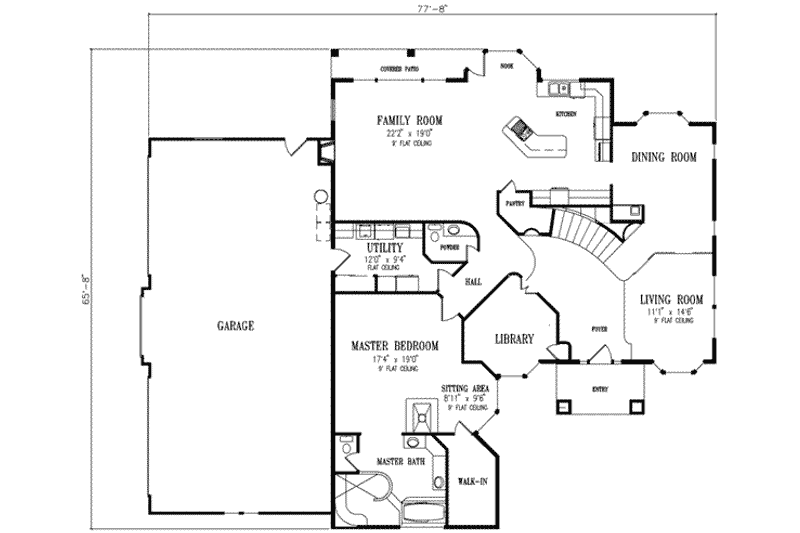 Home Plan - Floor Plan - Main Floor for Traditional House Plan #1-848 - 4 bed, 3.5 bath