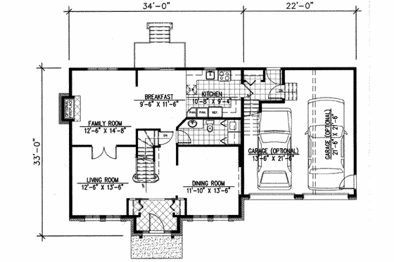 Floor Plan - Main Floor for European House Plan #138-159 - 4 bed, 2.5 bath