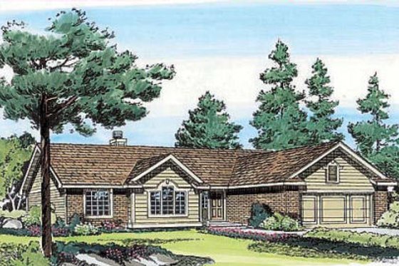 Exterior - Front Elevation for Ranch House Plan #312-378 - 3 bed, 2 bath