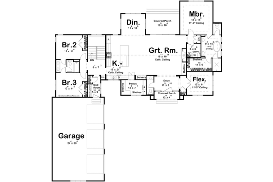 Floor Plan - Main Floor for Modern House Plan #455-369 - 3 bed, 2.5 bath