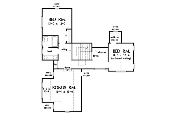 Floor Plan - Upper Floor for Cottage House Plan #929-1108 - 4 bed, 3 bath
