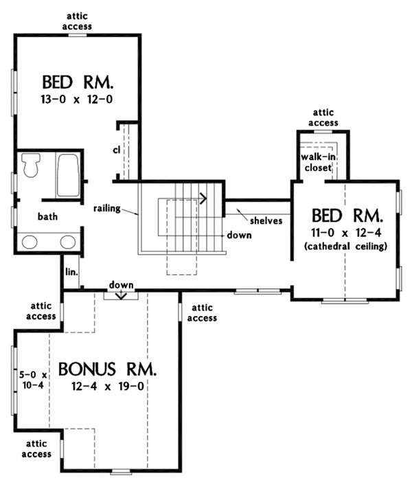 House Blueprint - Cottage Floor Plan - Upper Floor Plan #929-1108