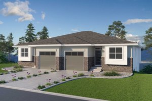 Home Plan - Exterior - Front Elevation for Prairie House Plan #1100-134 - 2 bed, 2 bath
