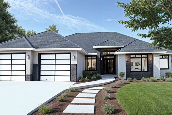 Exterior - Front Elevation 3 for Modern House Plan #1109-9 - 4 bed, 3 bath