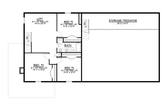 Floor Plan - Upper Floor for Barndominium House Plan #1064-183 - 4 bed, 2.5 bath