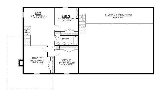 House Blueprint - Barndominium Floor Plan - Upper Floor Plan #1064-183