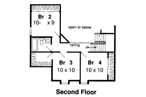 Floor Plan - Upper Floor for Traditional House Plan #312-376 - 4 bed, 2.5 bath