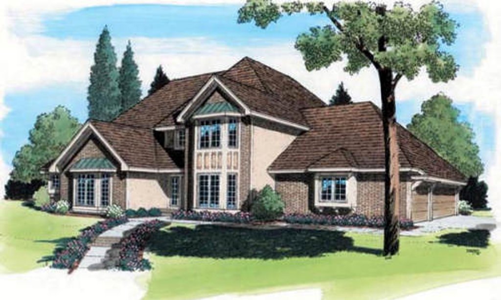 Exterior - Front Elevation 2 for Traditional House Plan #312-297 - 4 bed, 3 bath