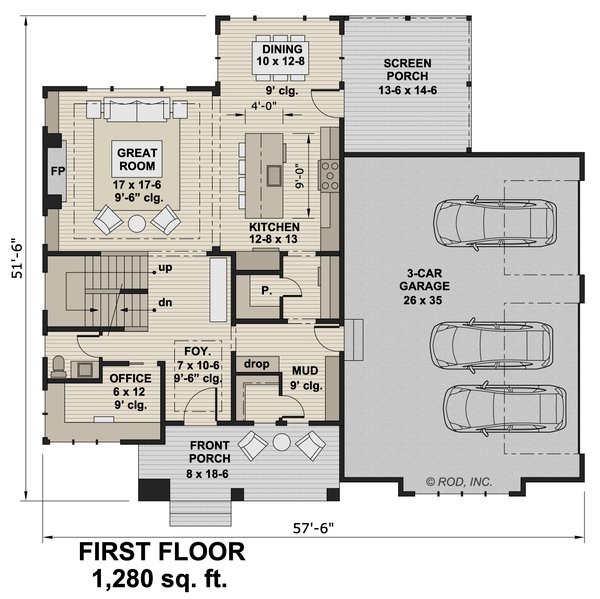 Craftsman Floor Plan - Main Floor Plan #51-1267