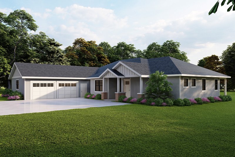 Architectural House Design - Exterior - Front Elevation 3 for Ranch House Plan #124-1373 - 4 bed, 3 bath
