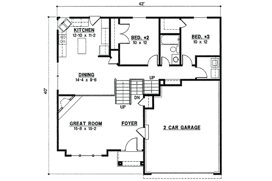 Floor Plan - Main Floor for Traditional House Plan #67-790 - 3 bed, 2 bath