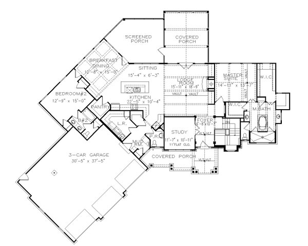 Craftsman Floor Plan - Main Floor Plan #54-438