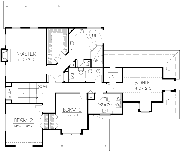 Bungalow Floor Plan - Upper Floor Plan #100-502