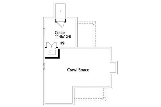 Floor Plan - Lower Floor for Cottage House Plan #22-572 - 1 bed, 1 bath