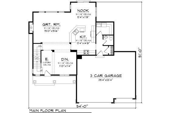 Floor Plan - Main Floor for Traditional House Plan #70-1053 - 4 bed, 2.5 bath