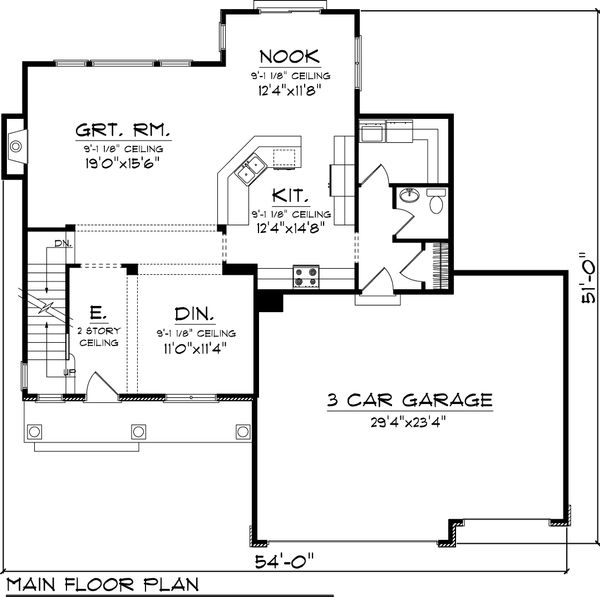 Home Plan - Traditional Floor Plan - Main Floor Plan #70-1053