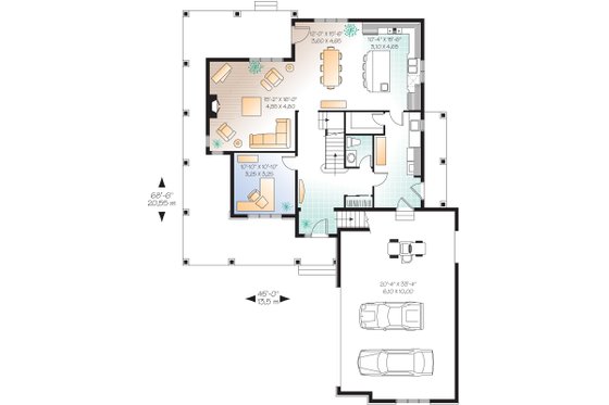 Floor Plan - Main Floor for Farmhouse House Plan #23-587 - 4 bed, 2.5 bath