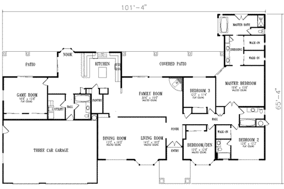 Floor Plan - Main Floor for Adobe / Southwestern House Plan #1-824 - 4 bed, 4 bath