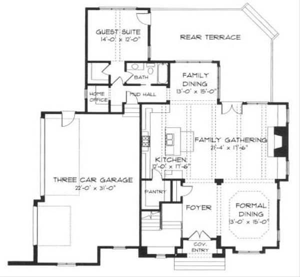 House Blueprint - European Floor Plan - Main Floor Plan #413-108