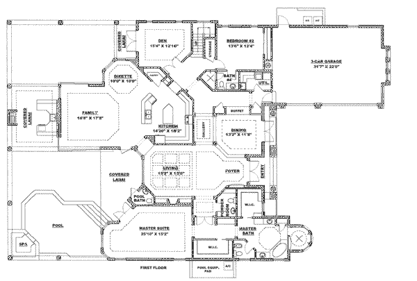 Mediterranean Floor Plan - Main Floor Plan #27-212