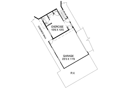 Floor Plan - Lower Floor for Traditional House Plan #60-372 - 3 bed, 2.5 bath