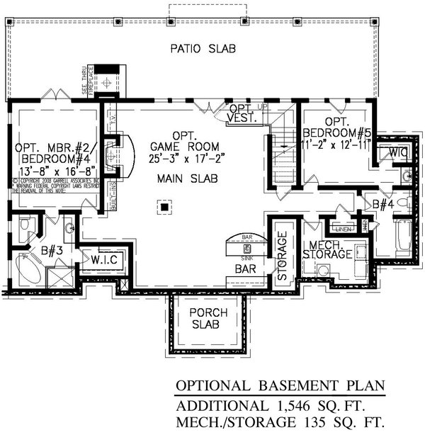 Architectural House Design - Ranch Floor Plan - Lower Floor Plan #54-460