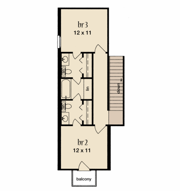 Southern Floor Plan - Upper Floor Plan #36-499