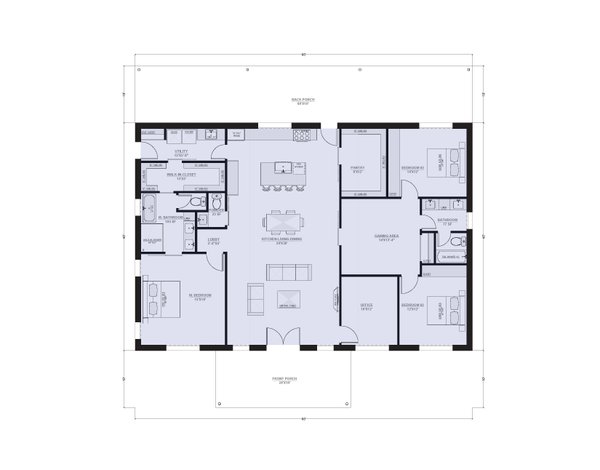 Barndominium Floor Plan - Main Floor Plan #1107-6