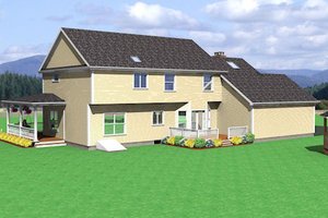 Exterior - Rear Elevation for Farmhouse House Plan #75-102 - 4 bed, 2.5 bath