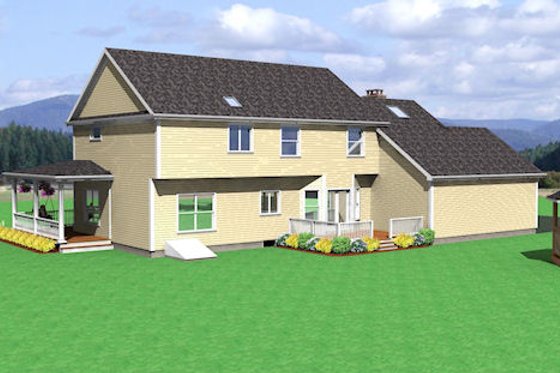 Exterior - Rear Elevation for Farmhouse House Plan #75-102 - 4 bed, 2.5 bath
