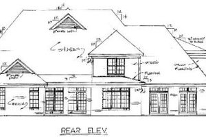 Exterior - Rear Elevation for Colonial House Plan #34-122 - 4 bed, 3.5 bath
