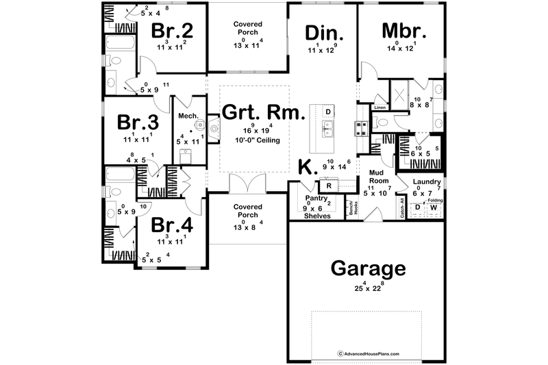 Home Plan - Floor Plan - Main Floor for Modern House Plan #455-322 - 4 bed, 3 bath